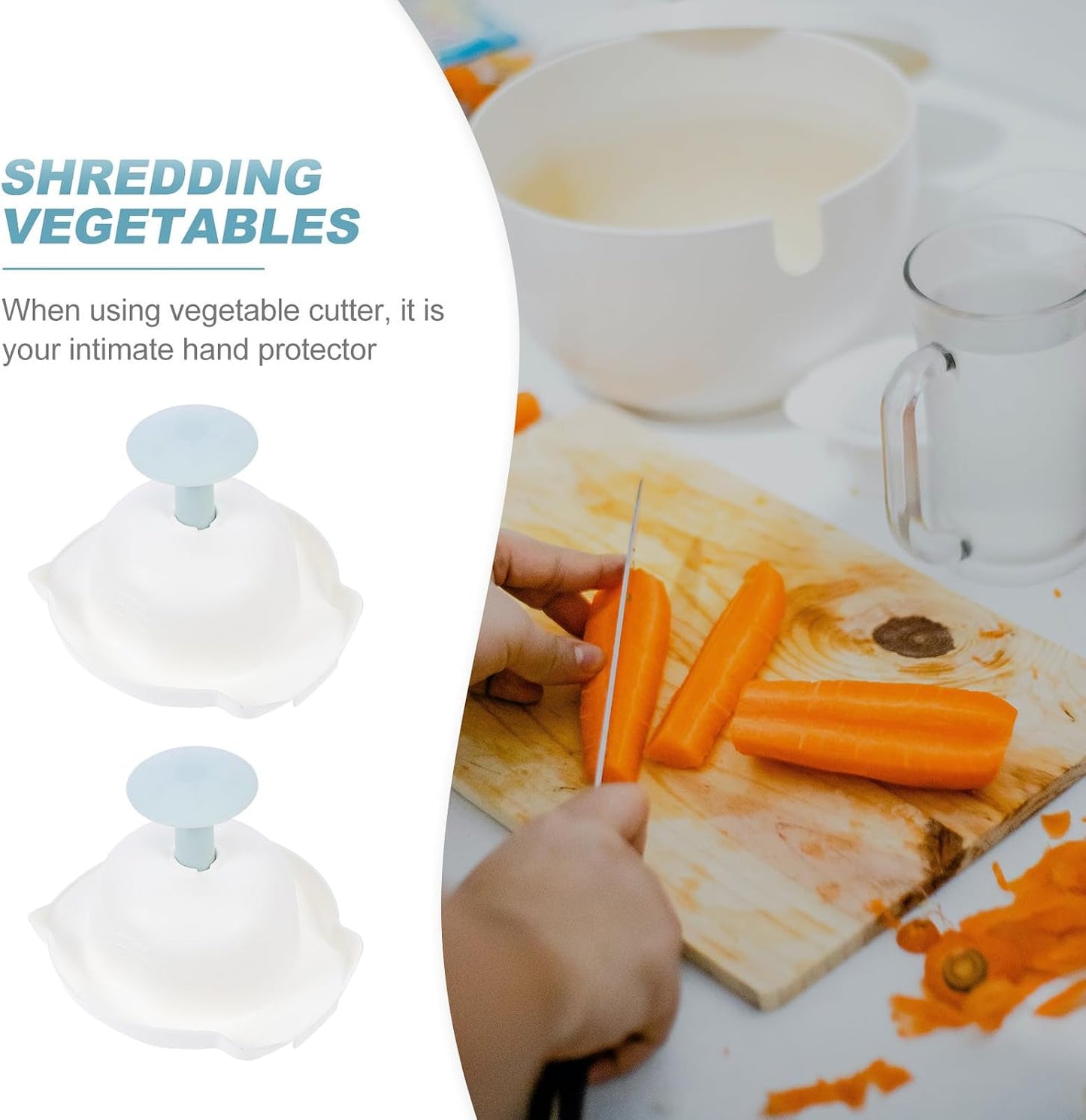 Artibetter 2pcs Blue Plastic Finger Protectors Hand Guards for Kitchen Vegetable Grater Safety Slicing Tool Food Finger Guard for Mandolin Cutter Use