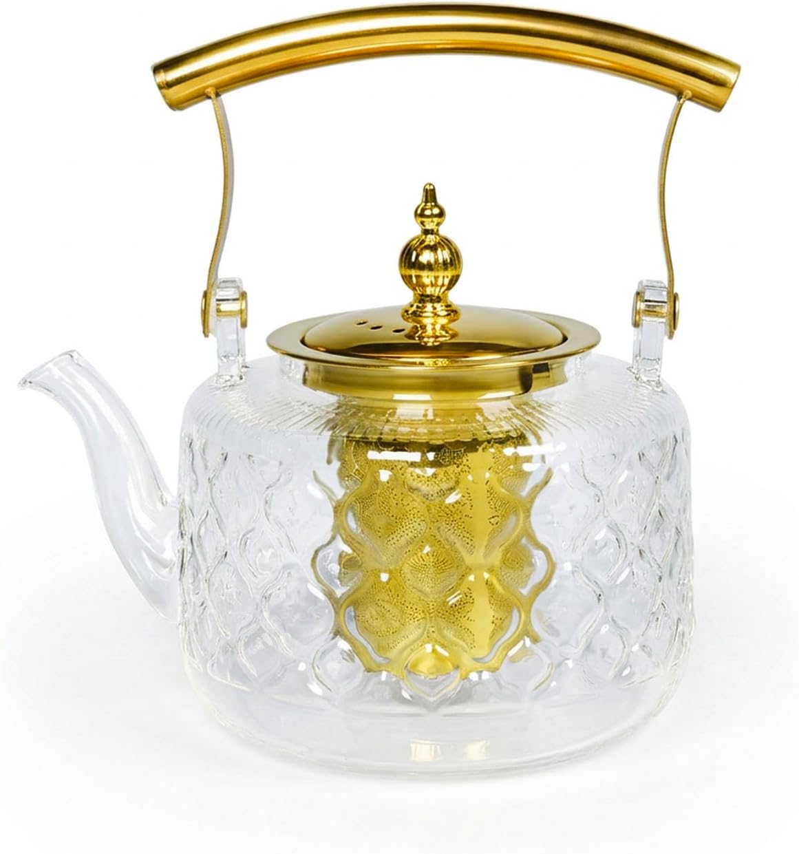 High Borosilicate Glass Teapot, 36 oz Thickened Heatproof Glass Teapot with Removable Stainless Steel Infuser and Lid, Stovetop Safe Tea Kettle, Hand Crafted Kettle, for Women and Adult