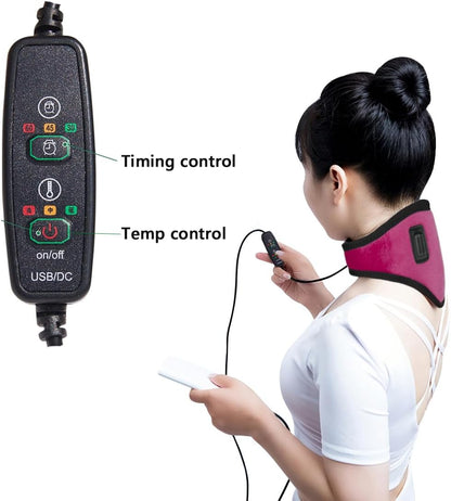USB Neck Heating Pad Heated Neck Wrap for Pain Relief Electric Neck Warmer Collar Physical Therapy Heated Neck Brace 3 Adjustable Temp Auto Shut Off Portable Neck Heat Brace for Soreness Stiffness