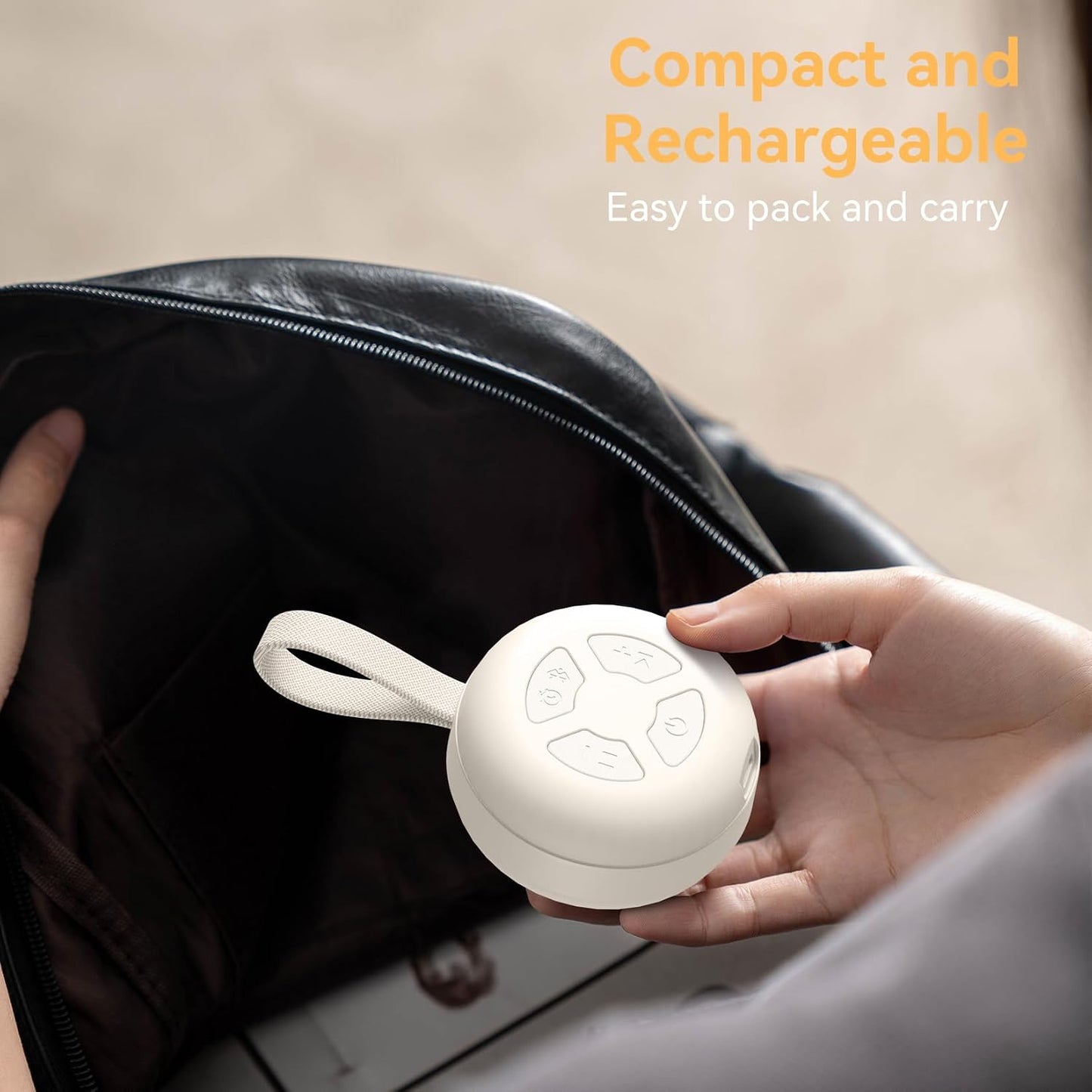 Portable Baby Sound Machine, White Noise Sleep Soother with 12 Soothing Sounds, 15H Battery, Timer & Bluetooth, Noise Canceling for Travel, Nursery, Stroller, Registry Gift for Newborn