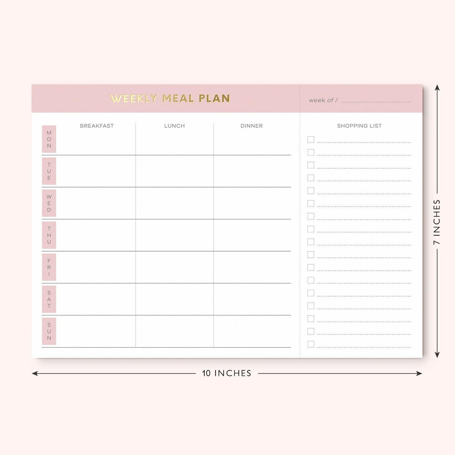 Sweetzer & Orange Weekly Meal Planner and Grocery List Magnetic Notepad. Pink 10x7” Meal Planning Pad with Tear Off Shopping List. Plan Weekly Menu Food for Weight Loss or Dinner List for Family!