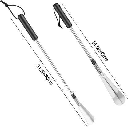 Shoe Horn Long Handle Retractable Aluminum Shoe Horn Folding Portable Adjustable Telescopic Horns for Seniors Men Boots Women