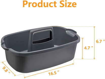 Goderewild Multi-Purpose Plastic Cleaning Caddy with Handle, Shower Caddy Organizer/Storage Basket/Totes Portable for Bathroom Supplies, Cleaning Products, Under Sink Tool, Housekeepers (Grey)