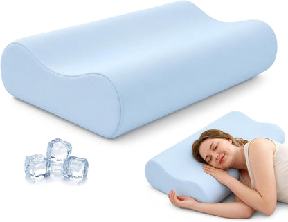 AM AEROMAX Contour Memory Foam Cervical Pillow for Neck Pain Relief, White