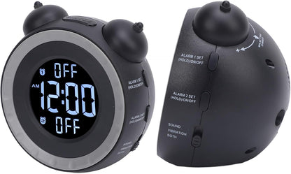 Extra Loud Alarm Clock with Bed Shaker Adjustable Volume Vibrating for Heavy Sleepers Easy to Set Dual with 3 Wake Up Modes ABS Material