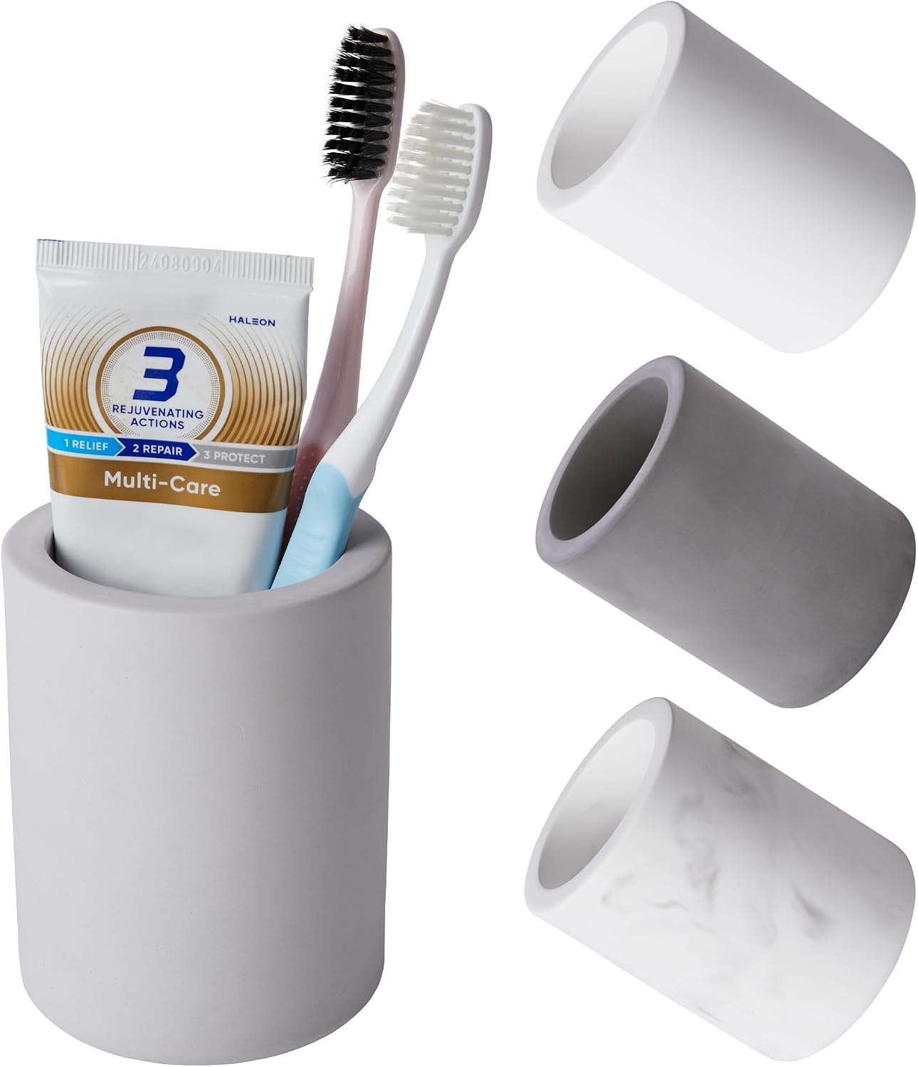 Drying Stone Toothbrush Holder, Diatomite Toothbrush Holders for Bathroom Counter, Quick Drying Electric Toothbrush and Toothpaste Holder Bathroom Organizer, Marble White