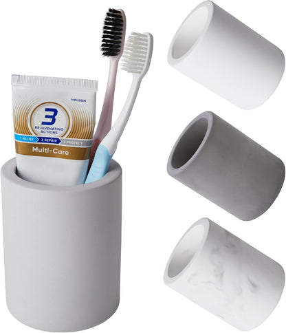 Drying Stone Toothbrush Holder, Diatomite Toothbrush Holders for Bathroom Counter, Quick Drying Electric Toothbrush and Toothpaste Holder Bathroom Organizer, Marble White