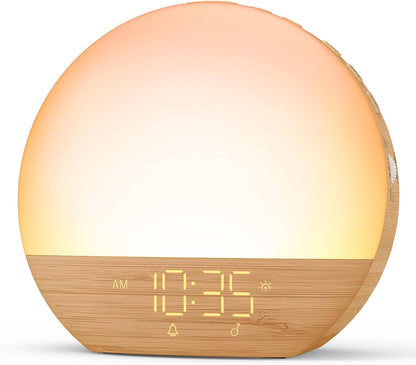 Sunrise Alarm Clock with Sound Machine: Gradual Wake Up Light with Sunrise Simulation - White Noise Machine with Bluetooth Speaker for Sleeping - Dimmable Night Light for Adults Kids Baby Bedroom