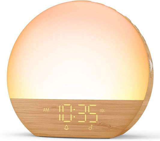 Sunrise Alarm Clock with Sound Machine: Gradual Wake Up Light with Sunrise Simulation - White Noise Machine with Bluetooth Speaker for Sleeping - Dimmable Night Light for Adults Kids Baby Bedroom
