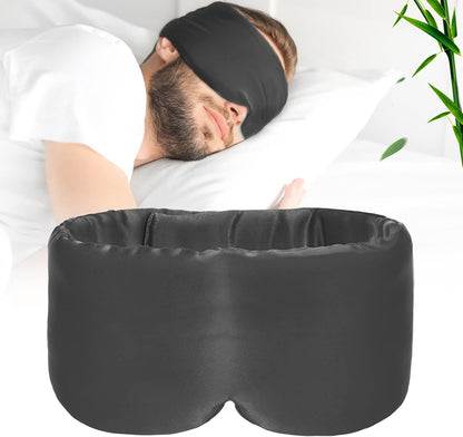 100% Handmade Bamboo Sleeping Eye Mask for Women for Men,Night Masks,Organic Sleep Mask,Blockout Eye Mask for Sleeping,Large Size Adjustable (Navy Blue)