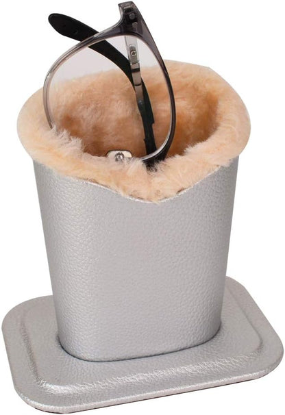 Baitaihem Pack of 2 Plush Lined Eyeglasses Holder Stand Protective Glasses Case For Desks Or Nightstands