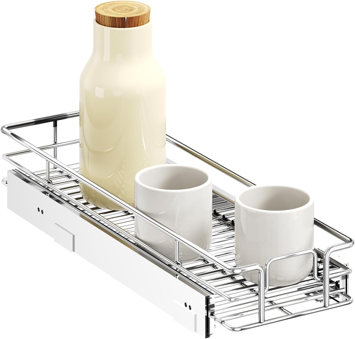 LOVMOR 2 Tier Individual Pull Out Cabinet Organizer 11" W x 18" D, Slide Out Kitchen Cabinet Storage Sliding Shelves