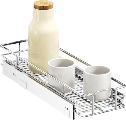 LOVMOR 2 Tier Individual Pull Out Cabinet Organizer 11" W x 18" D, Slide Out Kitchen Cabinet Storage Sliding Shelves