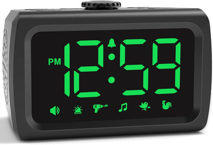 Peakeep 115dB Super Loud Alarm Clock for Heavy Sleepers Adults Teens | Large Display Auto/Manual Brightness for Bedrooms, USB Charger, 6 Wake-up Alarm Sounds Battery Backup, Oversleeping Fix