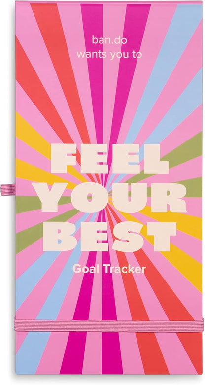 ban.do Good Intentions Goal & Habit Tracker Notepad, Feel Your Best (Pink) | List Pad Includes 80 Perforated Sheets, Ink Pen Loop, and Elastic Band Closure