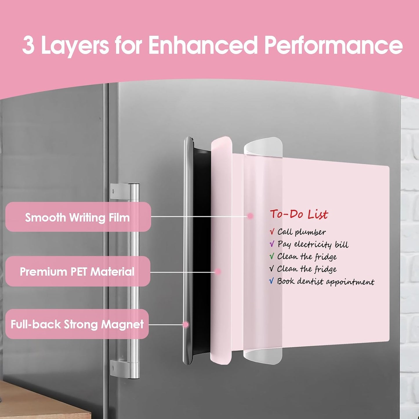 MaxGear Magnetic Whiteboard for Fridge 12x8 White 5 Pack | Strong Magnet, Dry Erase, Reusable, Easy Clean, Stain Resistant, Meal Planner, Grocery List, Family Notes, Kitchen Organizer