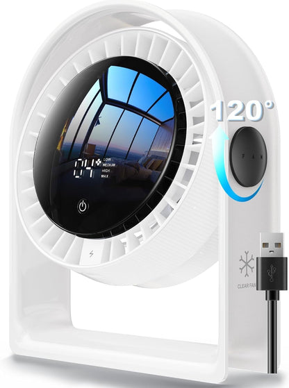 2026 Quiet USB Desk Fan,4 Speeds, 120°Tilt, table Fan for bed & Office