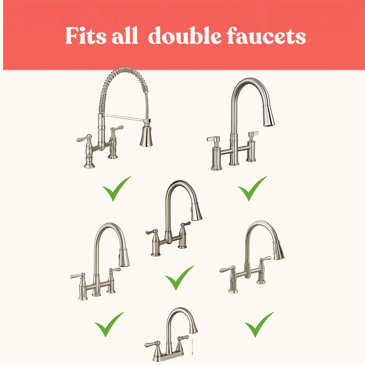 2 Hole Kitchen Sink Splash Guard (22 INCH) Wide-Modern Faucet Mat for Kitchen Sink-Flexible, Durable, Silicone Faucet Splash Guard Grey-Double Handle Faucets with 8” Spacing-Easy to Clean