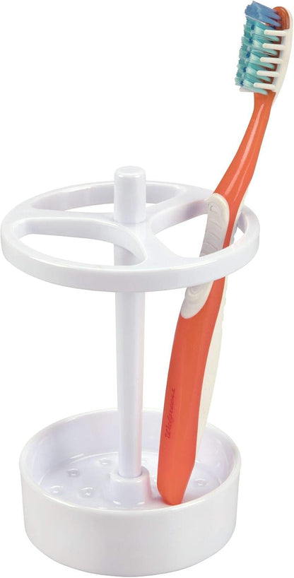 iDesign Toothbrush Holder, Clear | For Normal to Large Toothbrushes, Fits Spin Brushes, Holds Toothpaste