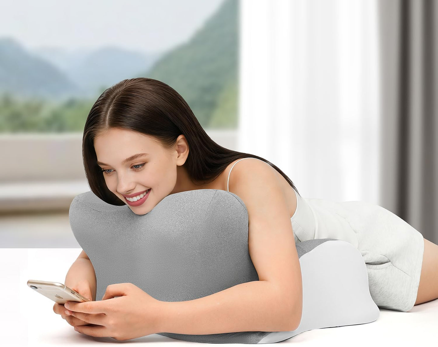 Memory Foam Ergonomic Wedge Pillow, Reading Pillow for Bed, Headboard Pillow Support for Back Pain, Acid Reflux & Sitting Up, Ideal for Massage with Removable Cover