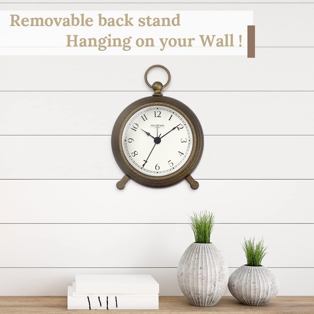 5.4" Jensen Pocket Watch Analog Alarm Clock,Morning Silver | Silent Non Ticking,Durable Metal,Loud Desk & Shelf Alarm Clocks for Bedroom,Home Office, Mantel & Living Room