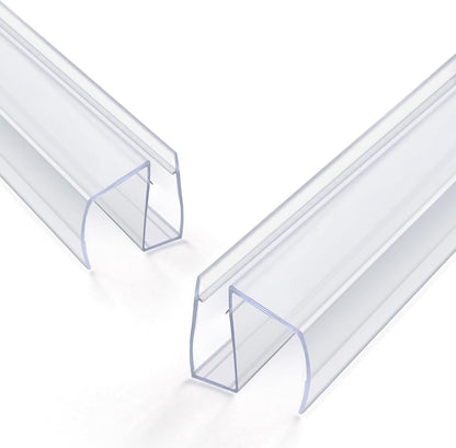 Bathroom Shower Glass Door Bottom Seal Strip, 2PCS 36 Inch Long Clear PVC Seal Strips for 5/16"(8mm) - 3/8"(10mm) Thick Framless Glass Door Panel