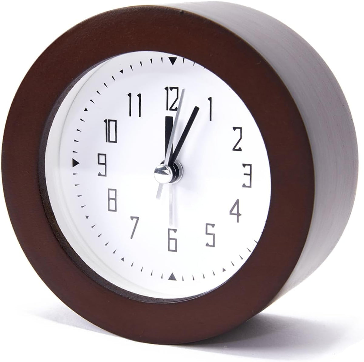 Wooden Analog Alarm Clock Silent Non-Ticking Desk Clock Battery Operated Table Clock with Nightlight for Bedroom,Children's Room, Living Room,Natural(4Inch)