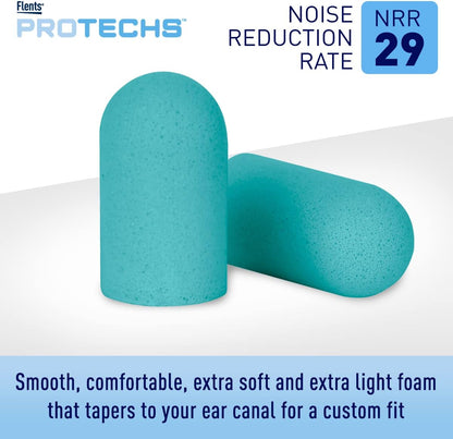 Flents Protechs Super Sleep Foam Ear Plugs, NRR 29, 10 Pair, Teal