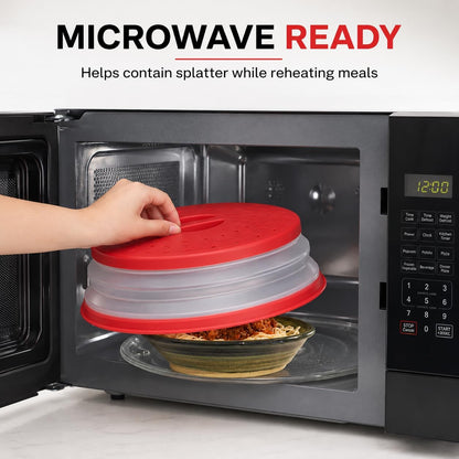 Collapsible Microwave Splatter Cover for Food 10.5 Inch Vented Blue