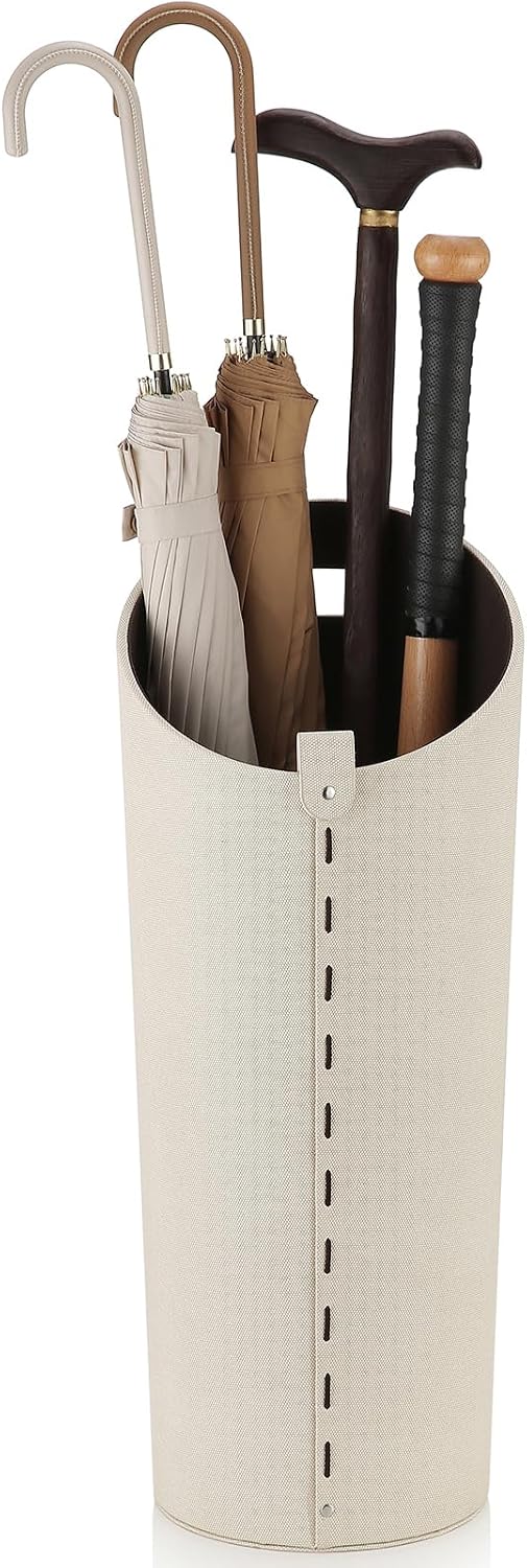 Tall Umbrella Holder White That won't Tip Over and Removable Drip Water Tray Modern Farmhouse Home Decor Umbrella Bucket Rack Can Storage 10 Different Sizes of Golf Umbrellas Canes etc