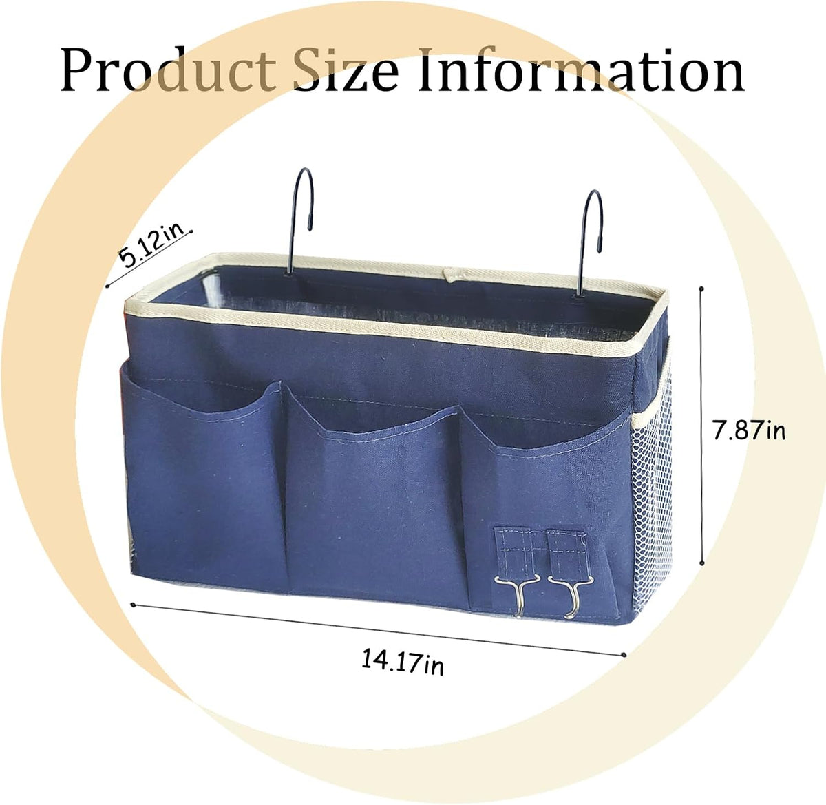 Bedside Caddy/Hanging basket Storage Organizer Bag for Bunk and Hospital Beds,College Dorm Bed，Can be Placed Glasses Books Mobile Phones (Grey 1)