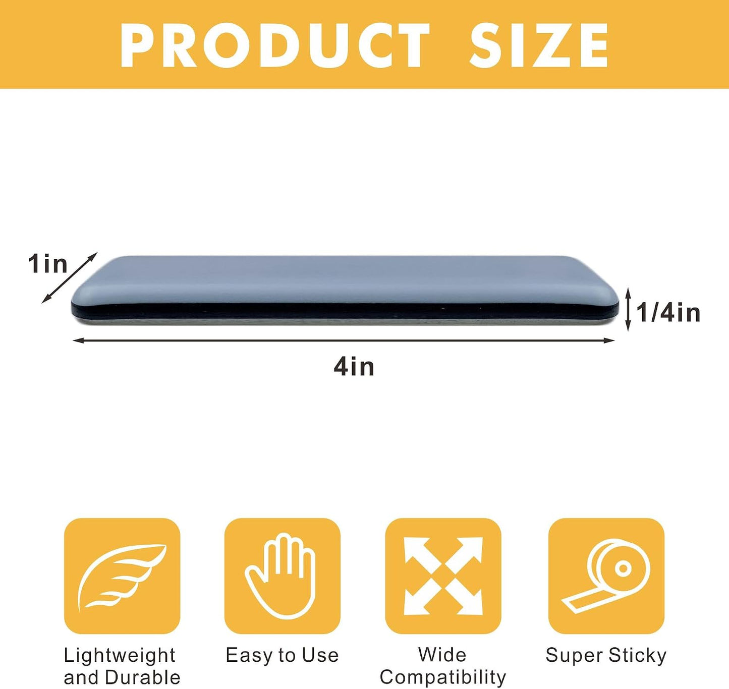 16 PCS PTFE(Teflon) 1" x4" Rectangle Furniture Glides Sliders, Furniture Sliders for Carpeted & Hardwood Floors, Rectangle Self-Adhesive Floor Protector Pads,Furniture Feet Protectors