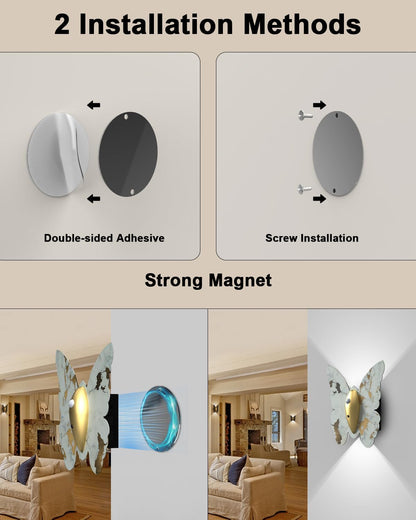 Eneru Motion Sensor Wall Sconce Set of 2, Rechargeable Wall Lights, Indoor