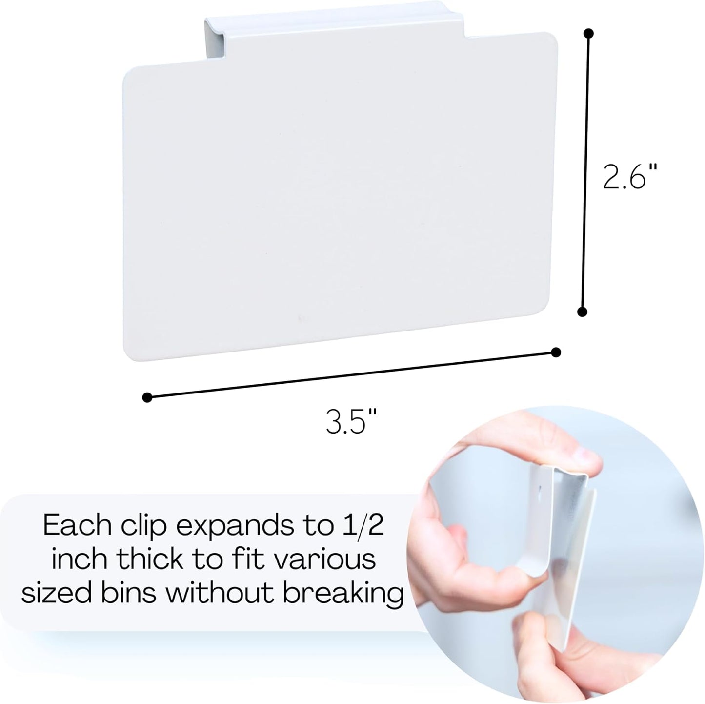 Hygge & Sage: Metal Non-Slip Basket Labels Clip On for Storage Bins, or Wire Racks | Includes 8 Labels, 8 Non-Slip Pads, and 1 Free Marker (Cream)