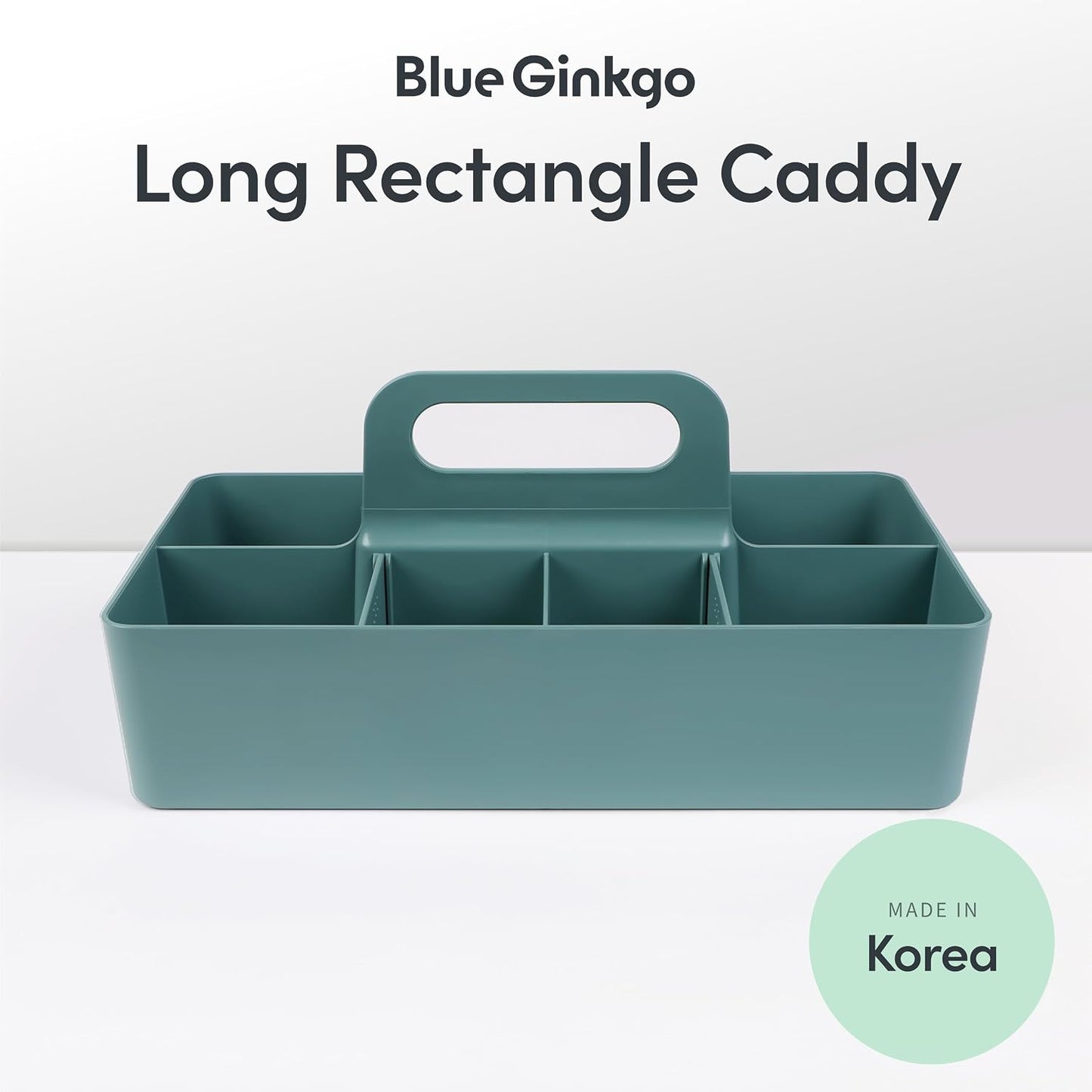 BLUE GINKGO Stackable Organizer Caddy, Rectangle, White, Made in Korea | Portable. Adjustable. Home, Office & School Storage.