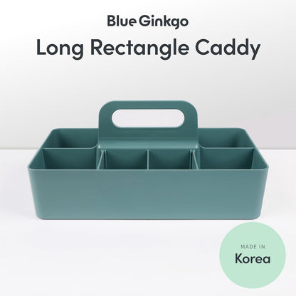 BLUE GINKGO Stackable Organizer Caddy, Rectangle, White, Made in Korea | Portable. Adjustable. Home, Office & School Storage.