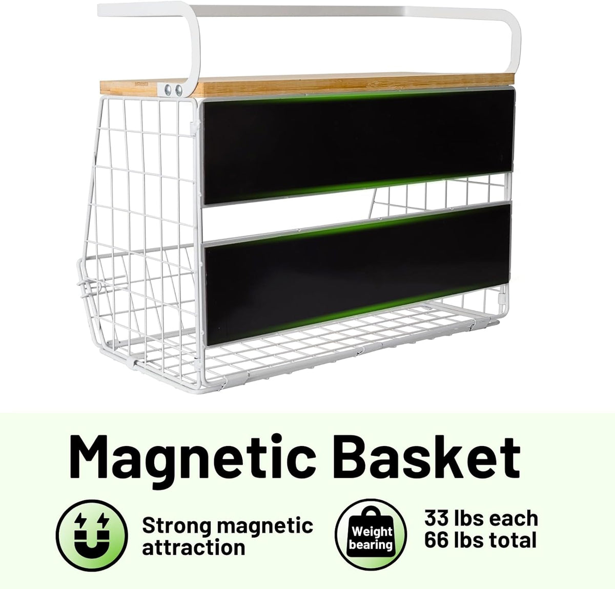 Ofiray-home Magnetic Shelf for Fridge with Wood Lid, Fruit Potato and Onion Storage Bins, Pantry Organizers & Storage, Large Container Magnetic Spice Rack for Refrigerator, Kitchen Counter, Cabinet