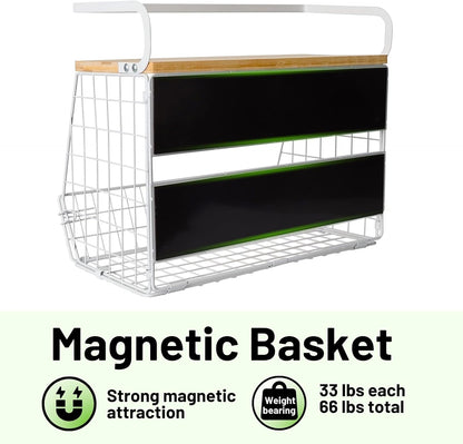 Ofiray-home Magnetic Shelf for Fridge with Wood Lid, Fruit Potato and Onion Storage Bins, Pantry Organizers & Storage, Large Container Magnetic Spice Rack for Refrigerator, Kitchen Counter, Cabinet