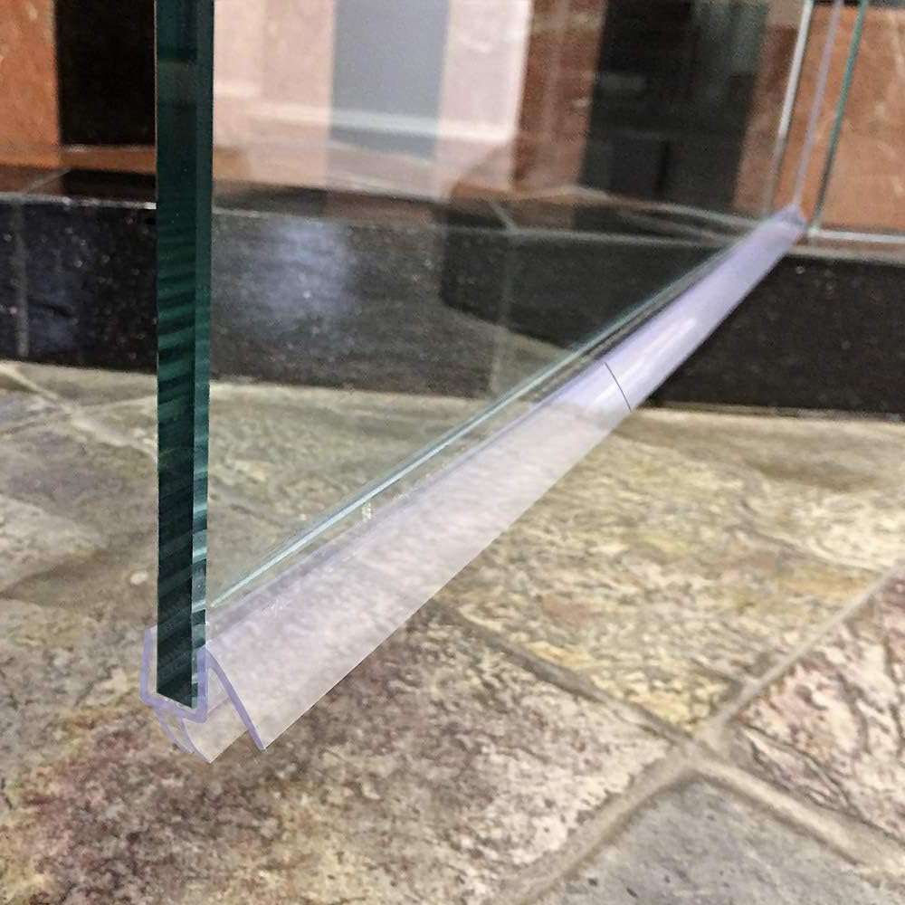 3 PCS Frameless Shower Door Bottom Seal 1/4 Inch Glass (15.75 in x 3),3 Section Segmented Installation Kit,Glass Shower Door Seal Strip Bottom,Weather Stripping Sweep Leak Water Guard