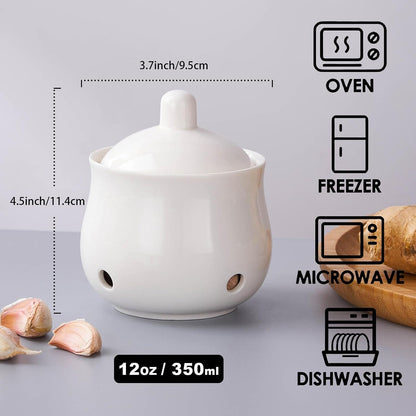 Garlic Keeper Ceramic Onion Saver Jar with Lid | Garlic Saver Container for Dining Room Kitchen Restaurant Fridge Onion Potato Ginger