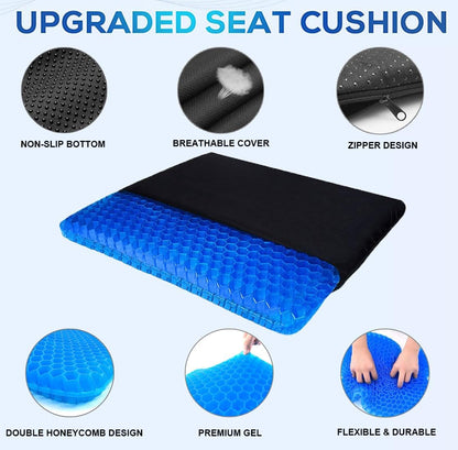 Gel Seat Cushion for Long Sitting Pressure Relief(Super Large&Thick) -Wheelchair Cushion for Pressure Sores - Coccyx,Sciatica & Tailbone Pain Relief Cushion- Non-Slip Butt Pillow for Office, Home, Car