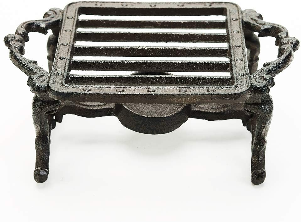 Sungmor Cast Iron Teapot Warmer - Rustic Design with Tealight Holder | Heavy Duty & Decorative Candle Holder Stands for Heat Food Coffee Milk or Tea