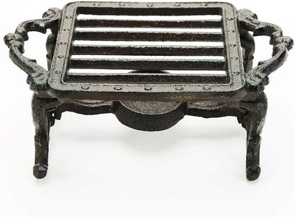 Sungmor Cast Iron Teapot Warmer - Rustic Design with Tealight Holder | Heavy Duty & Decorative Candle Holder Stands for Heat Food Coffee Milk or Tea