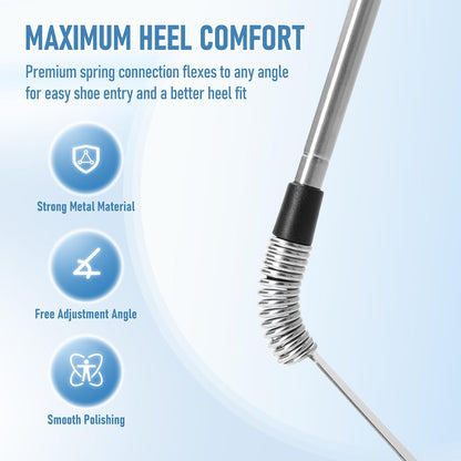 Fanwer Premium Long Handled Shoe Lifter 16" to 31" Adjustable Expander Shoe Horn - Extends & Collapses Stainless Steel Telescopic Spring Shoehorn