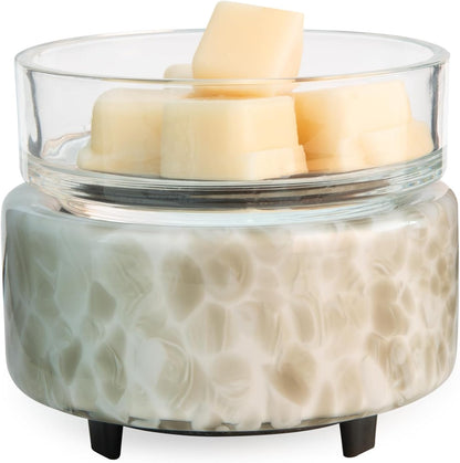 Candle Warmers ETC 2-in-1 Candle and Fragrance Warmer for Warming Scented Candles or Wax Melts and Tarts with to Freshen Room, Pewter Walnut