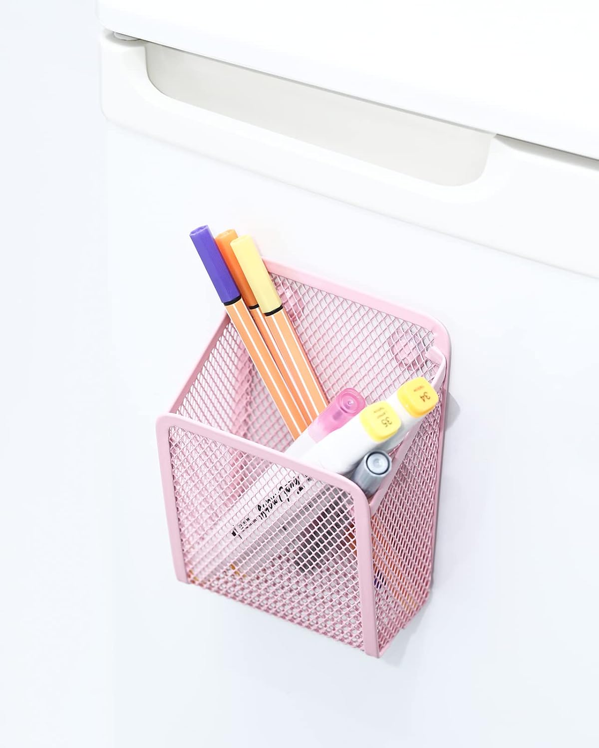 Magnetic Pencil Holder,Mesh Stainless Steel Pen Basket, Metal Writing Utensil Storage Organizer for Whiteboard,Blackboard,Kitchen, Locker, Home, or Office | Metal Writing Utensil Storage Organizer for Whiteboard,Blackboard,Kitchen, Locker, Home, or Office