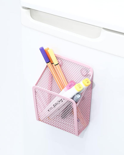 Magnetic Pencil Holder,Mesh Stainless Steel Pen Basket, Metal Writing Utensil Storage Organizer for Whiteboard,Blackboard,Kitchen, Locker, Home, or Office | Metal Writing Utensil Storage Organizer for Whiteboard,Blackboard,Kitchen, Locker, Home, or Office