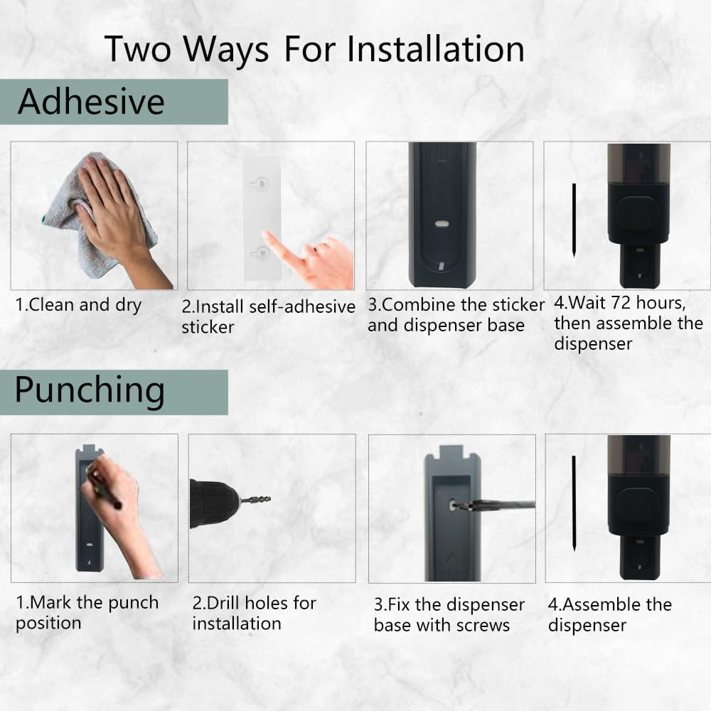 10oz/300ml Single Manual Wall Mounted Soap Dispenser, Black | Bathroom Shampoo and Conditioner Dispenser, Clear Plastic Refillable Liquid Lotion Pump Dispenser and Organizer