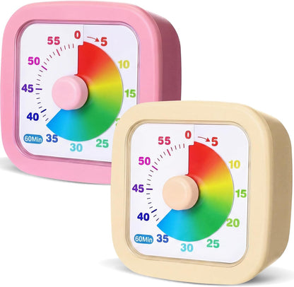 AmazingSpark 2 Pack Visual Timer 60 Minute Countdown Timer Colored Countdown Clock for Homeschool Supplies Study Tool, Classroom Home Office Time Management Tool (Classic,Blue,Green)