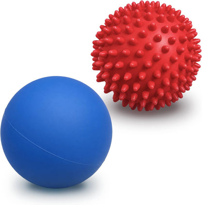 Massage Lacrosse Ball, Spiky Massage Ball, for Deep Tissue, Trigger Point and Myofascial Release, Muscle Knots, and Yoga Therapy (Black-Black)